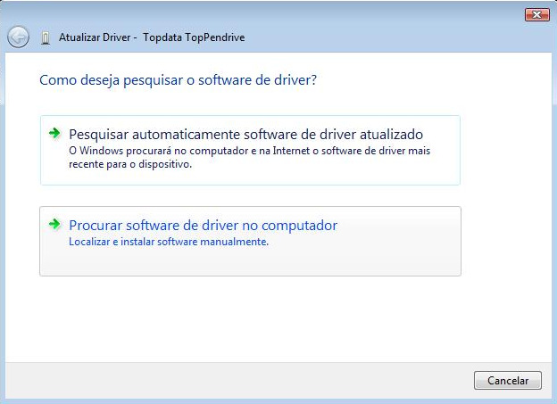 Procurar software de driver no computador : 6º Passo : Clicar na opção