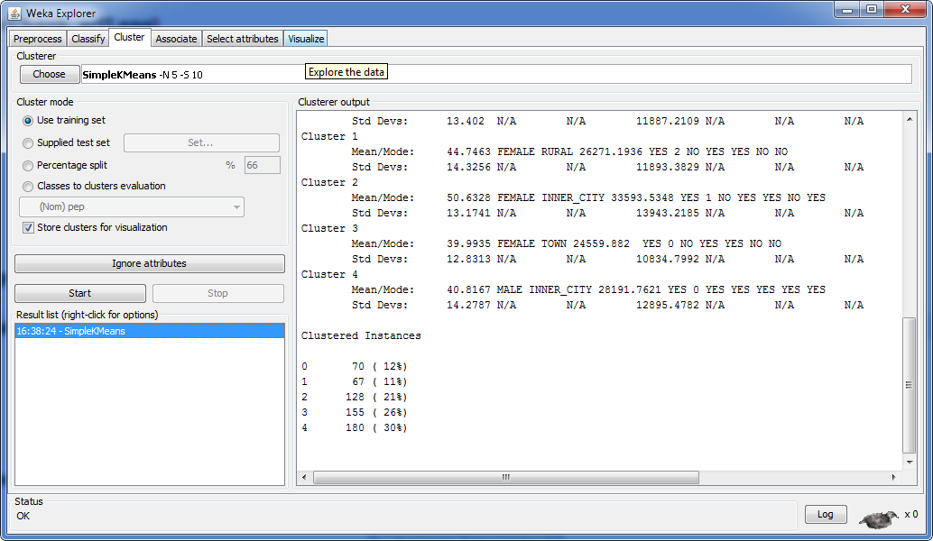 Clustering na ferramenta WEKA K-Means na ferramenta WEKA Executando o algoritmo e