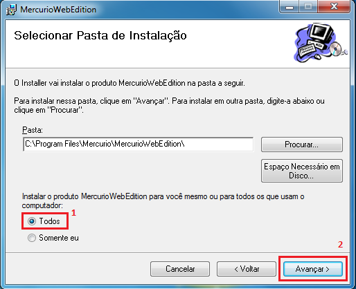 10) Passo: Instalação do Mercúrio Web Edition Abra a pasta onde se encontra o instalador e clique duas