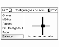 Introdução 101 Definição dos graves, médios e agudos Distribuição do volume entre altifalantes dianteiros e traseiros Distribuição de volume entre altifalantes esquerdos e direitos Seleccione Graves,