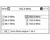 108 Rádio CD 300/CD 400 Pressionar a tecla s ou u durante alguns segundos para iniciar uma procura da próxima estação sintonizável na actual banda de frequência.