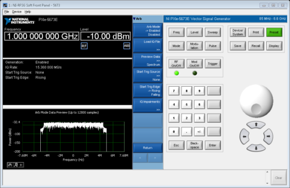 Painéis frontais virtuais para análise/geração de RF Botão para medições com alto desempenho para caracterização e depuração de RF Visualizar, analisar, gerar e salvar sinais modulados de RF e CW