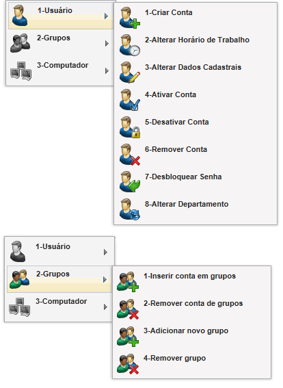 Administração de Contas do AD Interface do Auto Serviço Via Web Pela Intranet Sem instalação local Navegação Intuitiva Segmentação do Acesso Apenas os serviços aplicáveis ao solicitante são