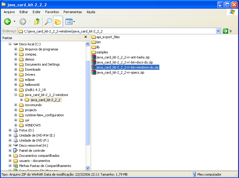 DO.ZIP 4.3 Java Card Development Environment Realize o download da ferramenta no endereço http://sourceforge.