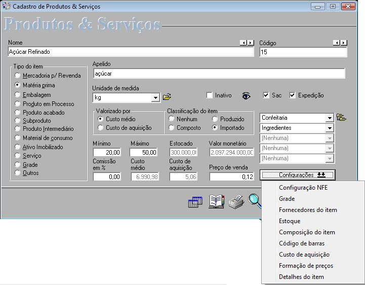 Clicando em Configurações