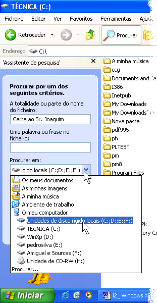 5. Clique em Procurar. Após um momento, os resultados da procura são apresentados. ABRIR FICHEIROS E PASTAS Depois de ter localizado o ficheiro pretendido, pode clicar duas vezes nele para o abrir.