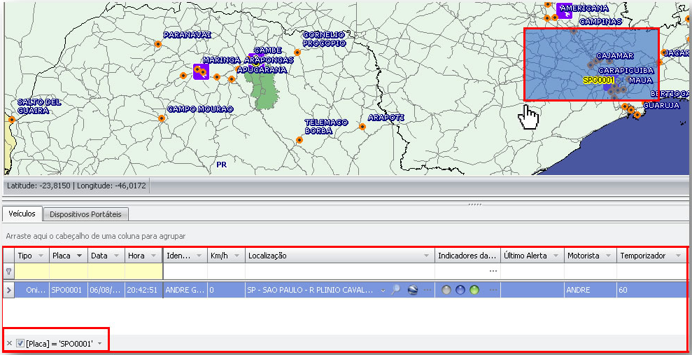 Funcionalidades do Software Filtro na GRID por Região Utilize o ponteiro do mouse para selecionar a