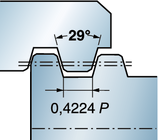 STU-AME 29 Perfil da crista chanfrado Parafusos com rosca trapezoidal para transmissão de movimentos Pastilhas orothread 266 ANS 1.