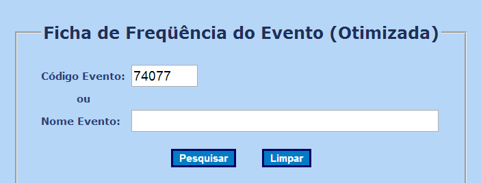 PARA IMPRIMIR A LISTA DE PRESENÇA DO SICAPE Menu > Participação > Ficha de Frequência > Participantes (otimizada) 12 Digite o CÓDIGO DO EVENTO e clique em PESQUISAR. ATENÇÃO!