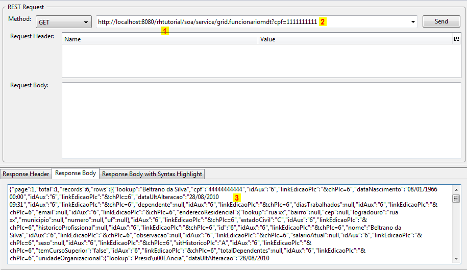 RESTful com JAX-RS e jcompany Service Figura G23.29. Retorno de serviço REST em f ormato JSON.