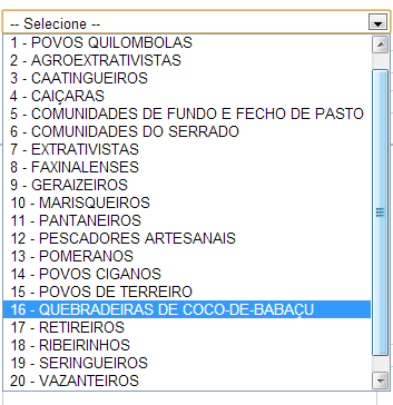 Cadastro Indivíduo - povo ou comunidade tradicional. Inserção de indivíduos no domicílio Pergunte ao indivíduo a que povo ou comunidade tradicional ele pertence.