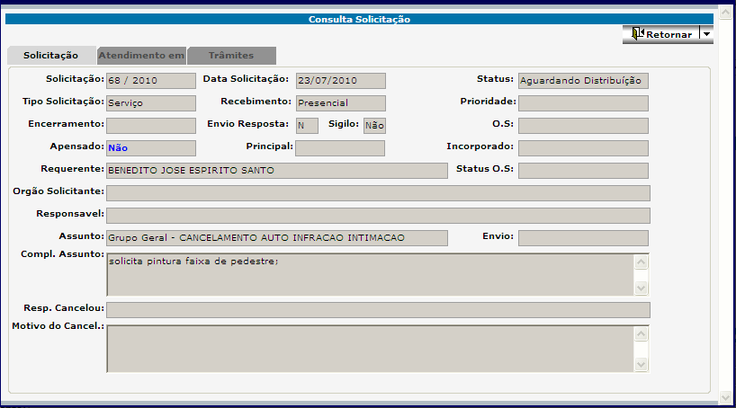 1.2. Encaminhamento (Tramite (processo de tramitação)) Observação: A Tramitação das