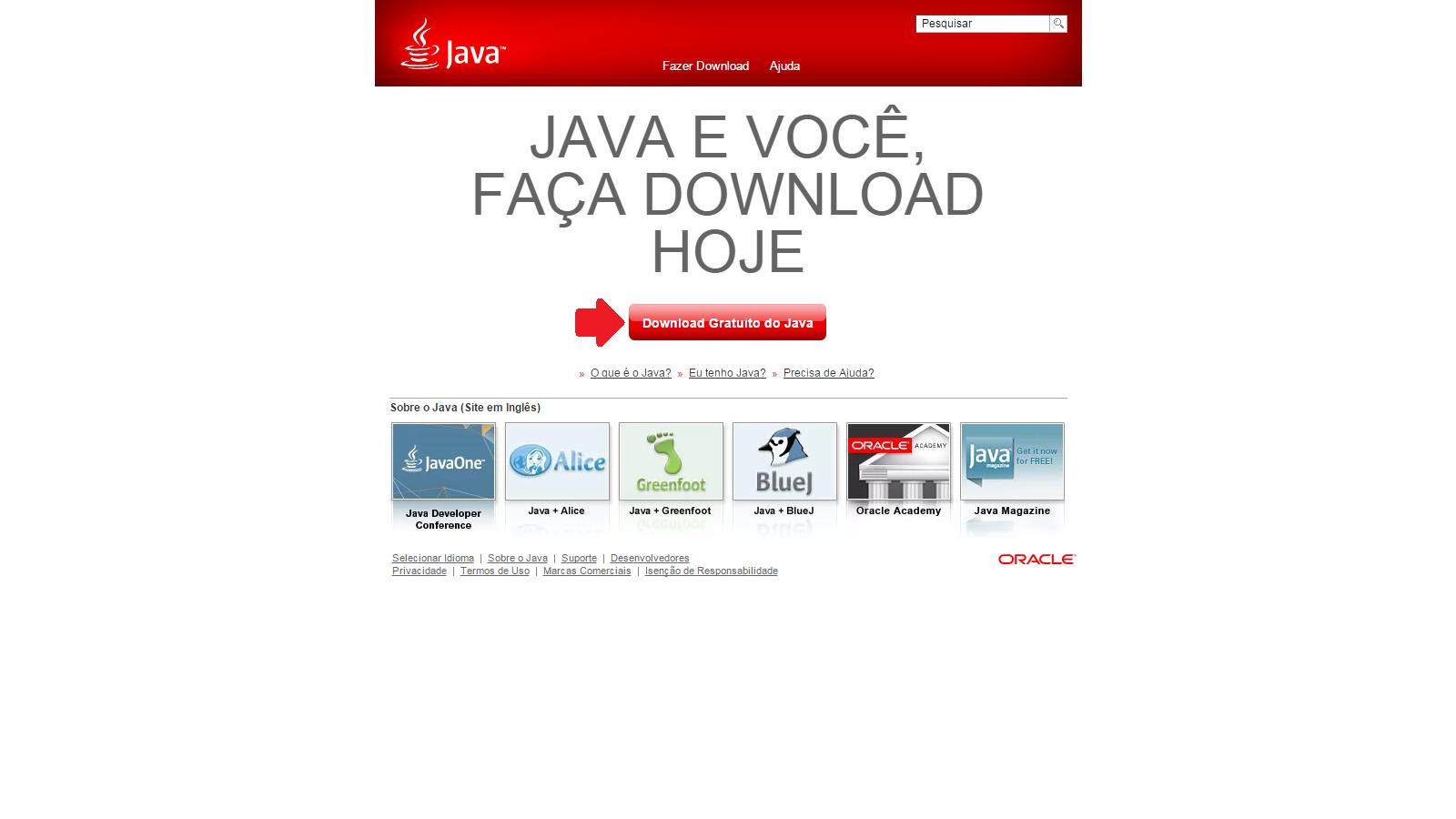 2.Instalando ou Atualizando o Java 1ª Passo Abra o Site