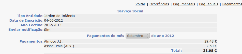 2.5. MENU MÓDULOS 135 Cada utente inserido terá então uma ficha com os seus dados, onde ficam registados os pagamentos efectuados, etc.