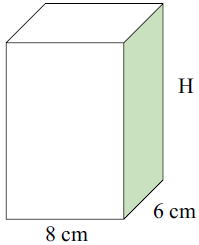 4. O volume de um prisma de base retangular com 6 cm de largura por 8 cm de comprimento é 440 cm 3, conforme mostra a figura.