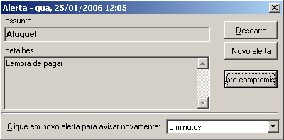 21 Vida - Controle Financeiro Pessoal Nesta tela pode-se definir o horário em que o sistema fará o