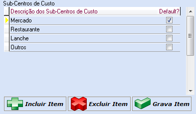 61 Vida - Controle Financeiro Pessoal O Sub-Centro de custo é definido pela descrição informada. Também pode-se definir se o sub-centro de custo é o mais utilizado.