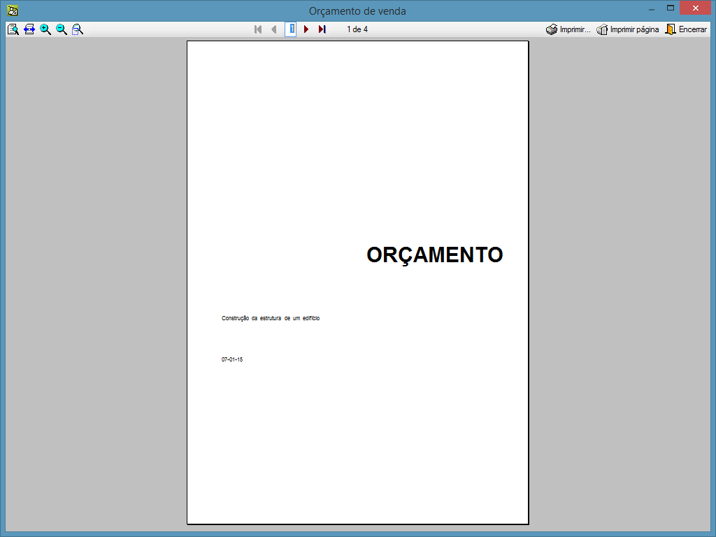 98 Fig. 6.60 Utilizando os comandos de zoom e os comandos de navegação de páginas pode-se visualizar o aspecto do documento gerado. Prima o botão Encerrar para fechar a vista preliminar do documento.