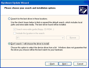 8. Selecione o botão 'Install from a list or specific location [advanced]" (instale a partir de uma lista ou local específico [avançado]) e depois clique no botão 'Next' (seguinte). 9.