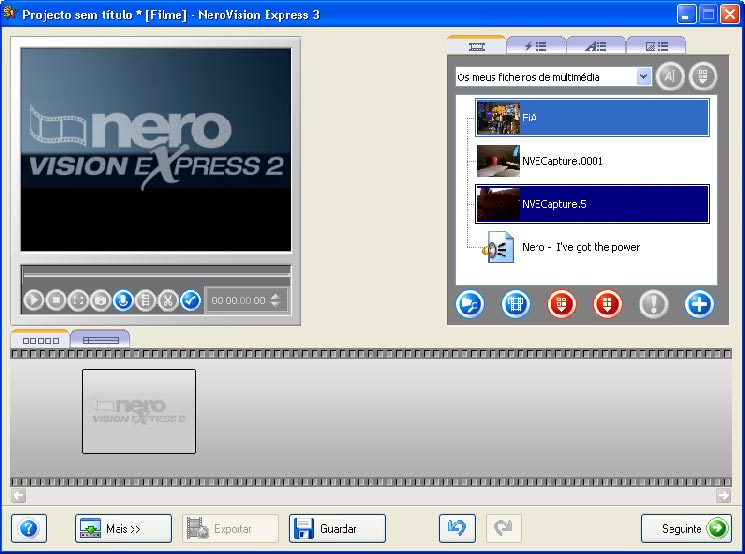 Por exemplo, ao clicar no primeiro ícone é iniciado o Nero Media Player e ao clicar no segundo ícone é iniciada a detecção automática de cenas no NeroVision Express 3.