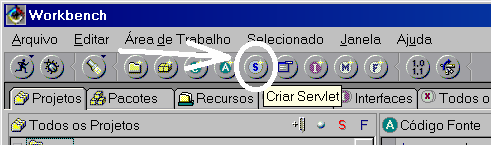 este trabalho, o de criar servlets. Para criar um servlet utilizando esta facilidade, basta acionar o botão criar servlet (figura 17).