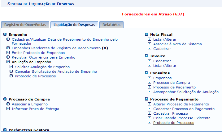 Liquidação de Despesa Controle do processo de liquidação de despesas.