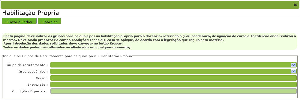 Imagem 7: Qualificação Profissional o pretenda. Todos os dados podem ser alterados ou eliminados sempre que o candidato 3.