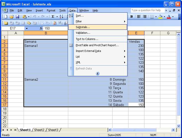 Criação de Subtotais Em Excel é possível criar, de forma automática, subtotais