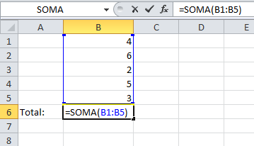 Utilizando Funções O Excel suporta funções para a realização de cálculos. Função SOMA A função soma permite realizar a soma dos valores de duas ou mais células.