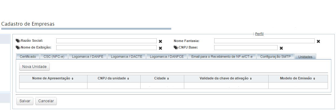 Configuração SMTP: Configuração da conta de e-mail responsável pelo envio dos arquivos XML e DANFE ou DACTE emitidos pelo cliente (possui conta padrão da Oobj no menu Configurações, aba Envio de