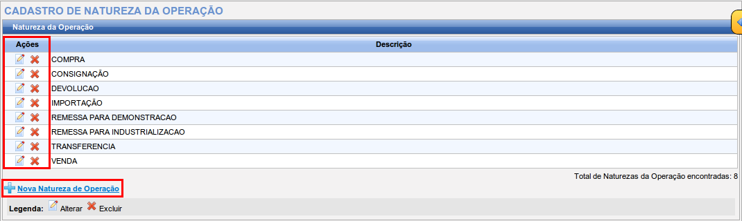 6.4.3 NATUREZA DA OPERAÇÃO A tela de cadastro de Natureza de Operação deverá ser acessada pelo menu Conhecimento Transporte / Natureza Operação, conforme Ilustração 38: Ilustração 38: Acesso Natureza