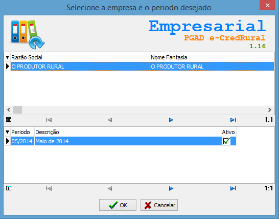 Selecionar empresa e período Para que o sistema possa abrir uma empresa e um período de escrituração, primeiramente temos que cadastrar a empresa e o período de escrituração.