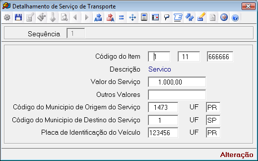 Código do Item: Informar o código do ITEM correspondente ao serviço informado no detalhamento. Acionar a tecla F2 para consultar os itens cadastrados no sistema.