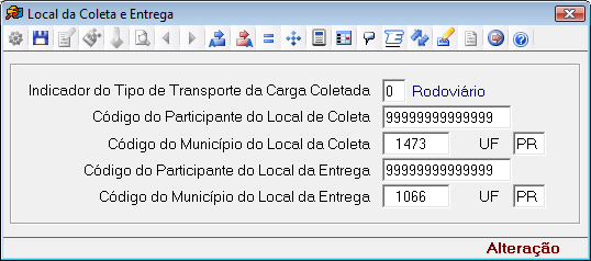 Código do Remetente: Informar o código do remetente relacionado à mercadoria transportada. Acionar a tecla F2 para consultar os códigos cadastrados no sistema.