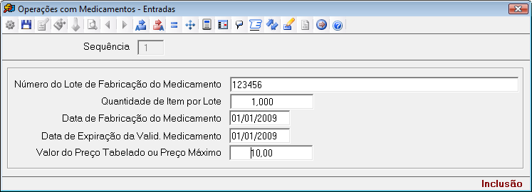 Número do Lote de Fabricação do Medicamento: Informar o número do lote de fabricação do medicamento apresentado no detalhamento.