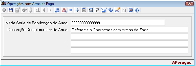 Esta tela deve ser preenchida pelas empresas que realizam operações com armas de fogo (indústria, comércio e demais) e apenas para operações de saída.