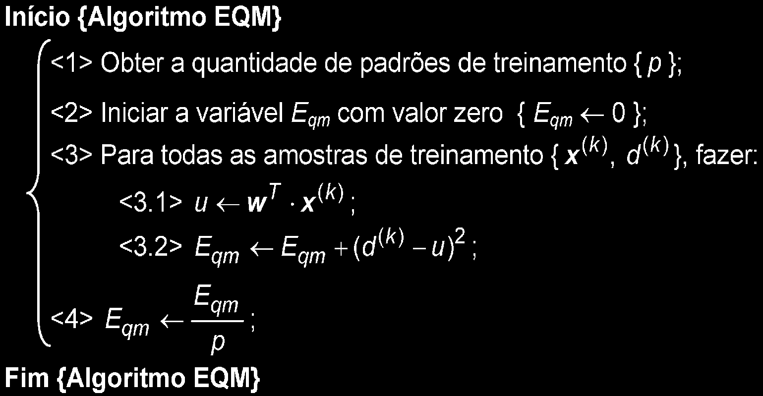 O Algoritmo do EQM Deve ser utilizado como uma função no