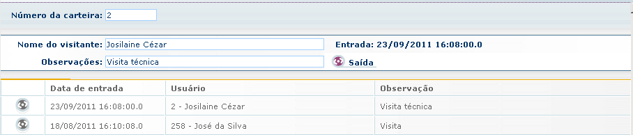 14 COLETA DE DADOS 1.36 RALIZANDO ENTRADA DE VISITANTES Esta tela possibilita realizar entrada de visitantes gerando dados para estatísticas periódicas.