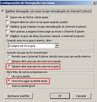 Manual 1.3 PER-MAN-001 Empréstimo CONFIGURAÇÃO DE GUIAS NO EXPLORER Caso o Internet Explorer 8.