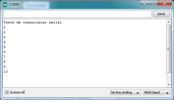 3.2 Serial Monitor Esse monitor é usado para que possamos comunicar nossa placa com o computador, mas também é muito útil para a depuração do programa.