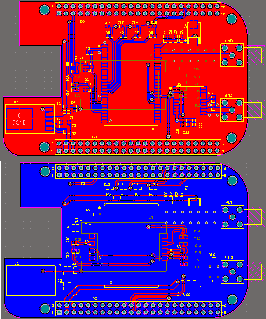 Tendo todo o circuito desenhado, foi possível realizar o layout da placa de circuito impresso.