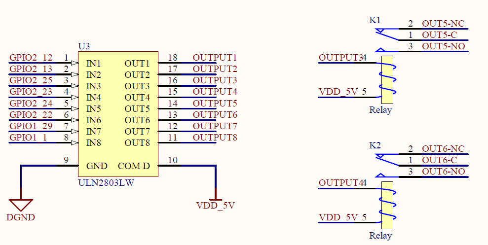 Figura 3.9 - Circuito de Saída. Nas entradas analógicas disponíveis na BeagleBone, foi necessário fazer um divisor resistivo para poder elevar o nível de tensão da entrada analógica.