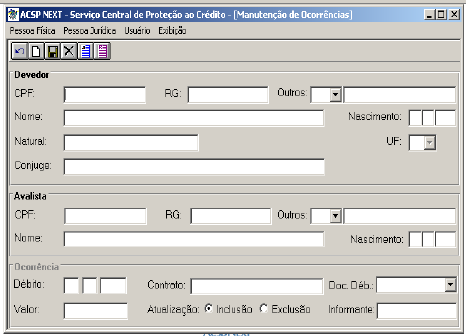 = Utilizado para opções de visualização do relatório de ocorrência: Manual: Para visualizar é necessário sair da tela e retornar à mesma Automática: Visualização imediata.