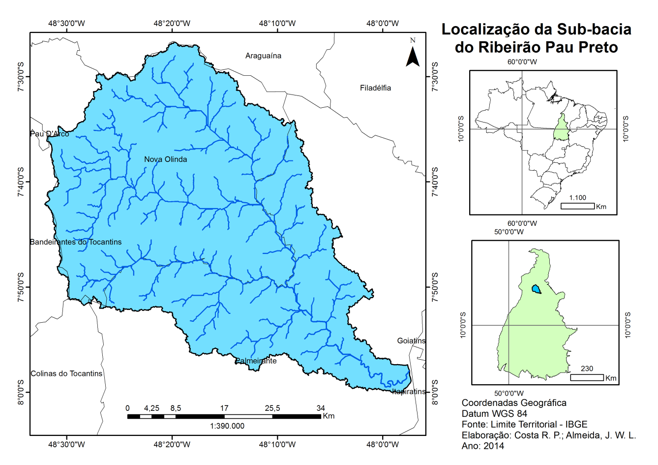 Fig. 1 - Localização da Sub-bacia do Ribeirão Pau Preto. 3.