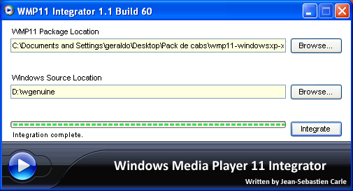 para o disco D. Qual a primeira coisa a fazer? Eu mencionei que integraremos o WMP11 de forma diferente então abra o Windows Media Player Integrator.