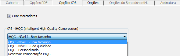 Readiris TM 14 - Guia do usuário Selecione o tipo de XPS desejado na lista suspensa. A compactação ihqc não está disponível para arquivos XPS Texto e XPS Texto-Imagem.