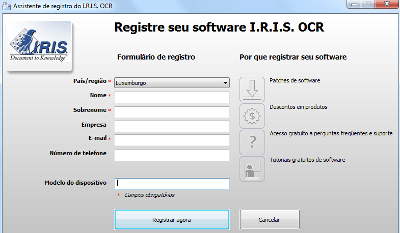 Readiris TM 14 - Guia do usuário PROCURAR ATUALIZAÇÕES Ao registrar a sua cópia do Readiris, você terá direito a atualizações gratuitas do software.