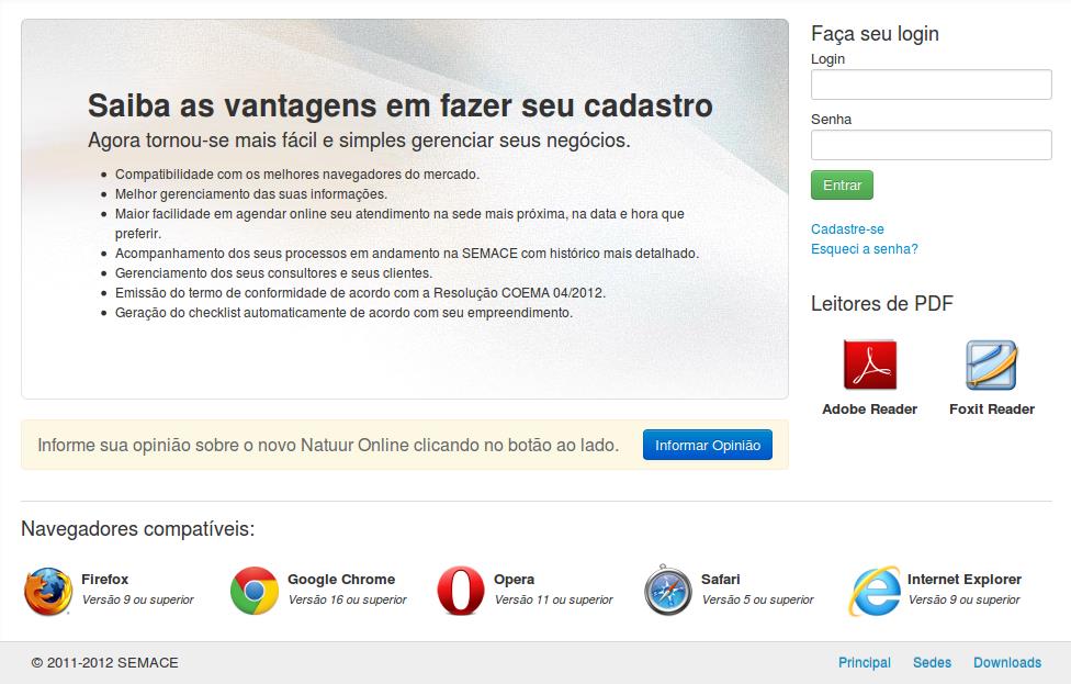 1 Essa é a tela de acesso do Natuur Online, clique aqui para acessar o site e