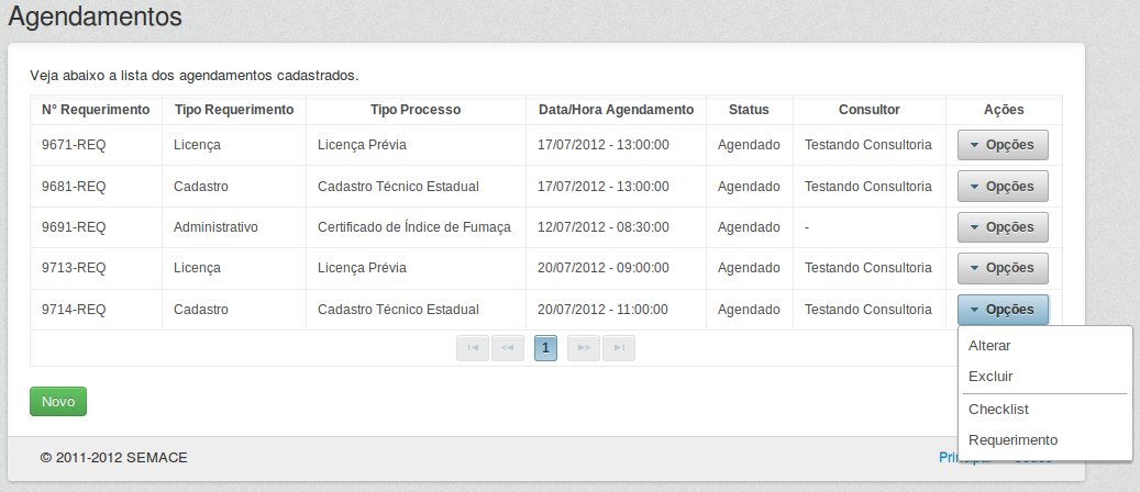 22 Ao clicar em Agendamentos na tela de lista de interessados é possível visualizar/imprimir tanto os Requerimentos como o Checklist's. Também será possível alterar ou excluir os mesmo.