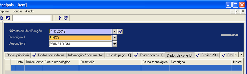 Em dados de corte são levados em consideração para preencher: Classe tecnológica (Seria o mesmo que classe da ferramenta); Dados para realizar a usinagem como: Avanço, RPM, Velocidade de corte, etc.